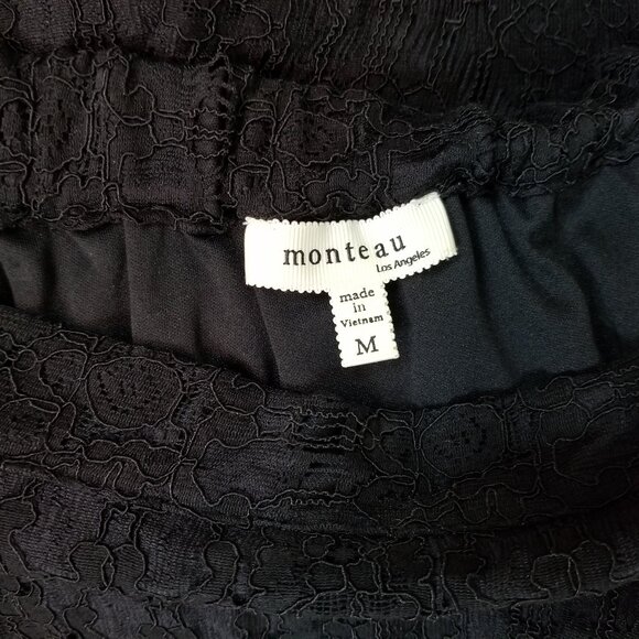 Monteau Black Eyelash Lace Off the Shoulder Shift Dress * Women's Size Medium - Picture 11 of 11